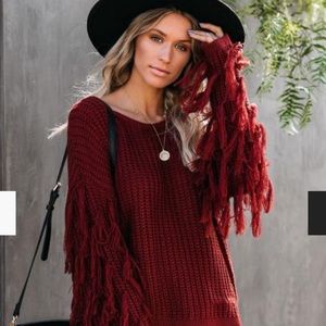 VICI BOWMAN FRINGE KNIT SWEATER - In WHITE